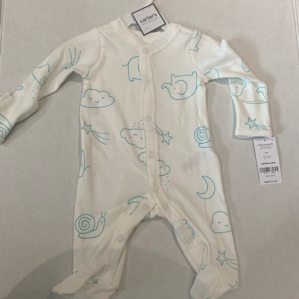 Carters baby footie pajamas size NB fun animal print